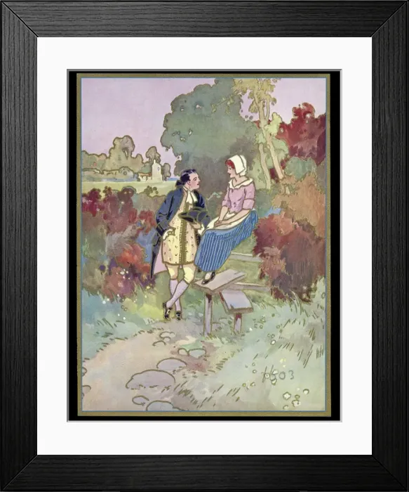 Framed Print : Chocolate box design, couple at a stile Framed Print : Chocolate box design, couple at a stile