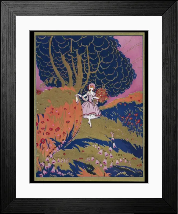 Framed Print : Chocolate box design, lady with bunch of flowers Framed Print : Chocolate box design, lady with bunch of flowers
