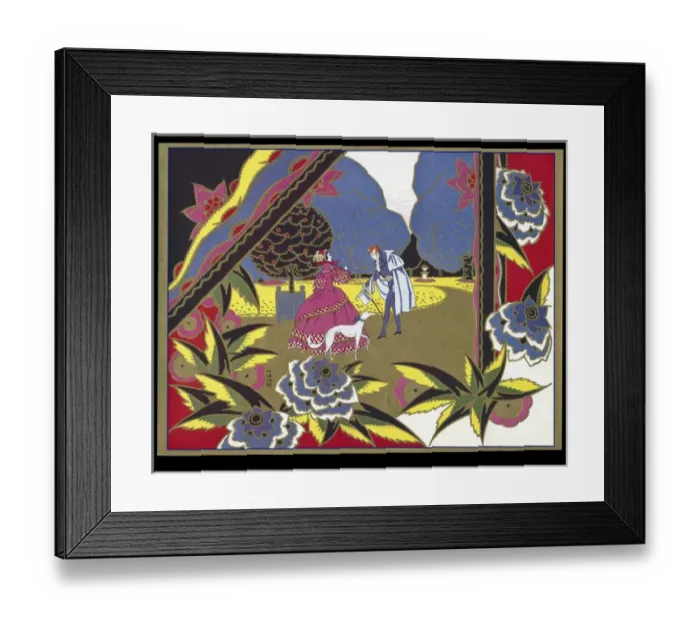 Framed Print : Chocolate box design, couple in a garden Framed Print : Chocolate box design, couple in a garden
