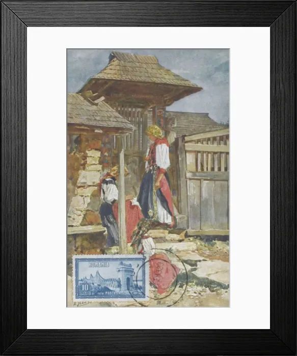 Framed Print : Romanian Women by village gate Framed Print : Romanian Women by village gate