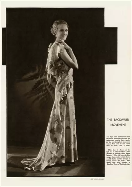 Fashionable long length evening dress 1934