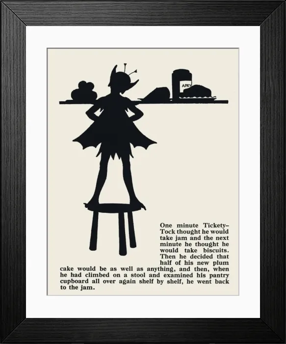 Framed Print : Tickety Tock - Silhouette illustration Framed Print : Tickety Tock - Silhouette illustration