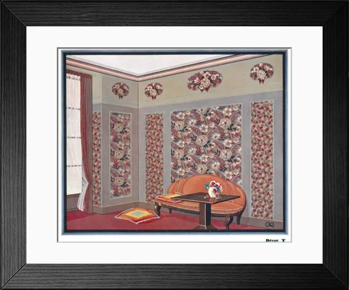 Framed Print : Wallpaper designs shown in a sample interior Framed Print : Wallpaper designs shown in a sample interior