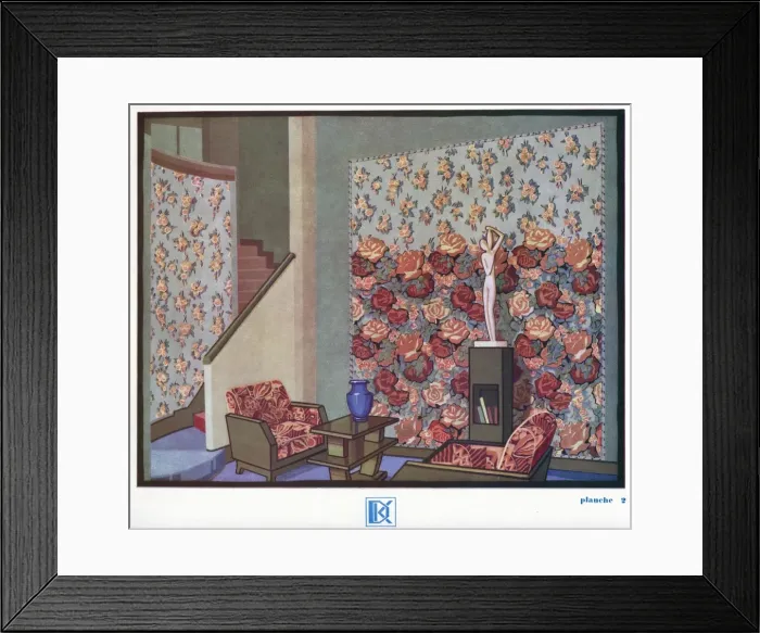 Framed Print : Wallpaper designs shown in a sample interior Framed Print : Wallpaper designs shown in a sample interior