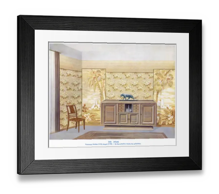 Framed Print : Wallpaper designs shown in a sample interior Framed Print : Wallpaper designs shown in a sample interior