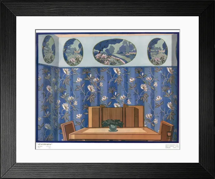 Framed Print : Wallpaper designs shown in a sample interior Framed Print : Wallpaper designs shown in a sample interior