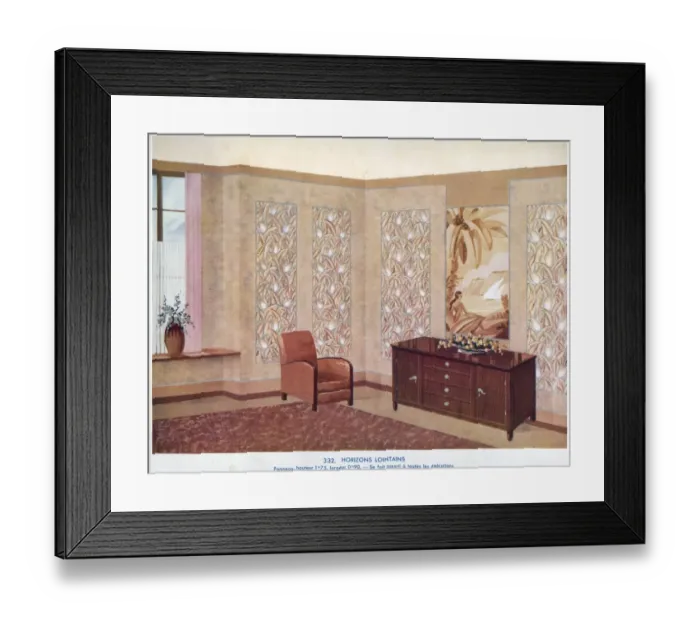 Framed Print : Wallpaper designs shown in a sample interior Framed Print : Wallpaper designs shown in a sample interior