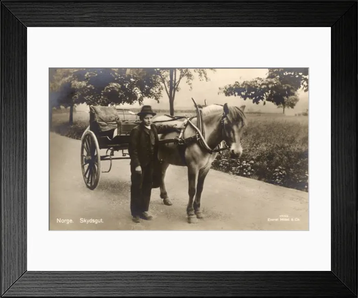 Framed Print : Skysgut Boy and horse Buggy, Norway Framed Print : Skysgut Boy and horse Buggy, Norway
