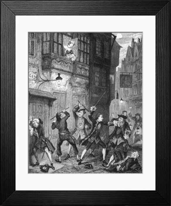 Framed Print : Men fighting on the streets of London Framed Print : Men fighting on the streets of London
