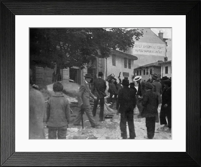 Framed Print : Serbian houses attacked Framed Print : Serbian houses attacked