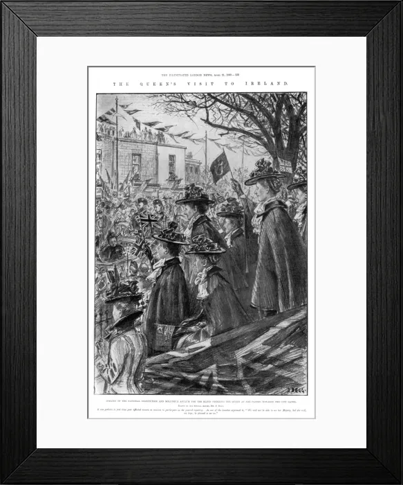 Framed Print : The Royal Visit to Ireland, 1900 - blind women cheer