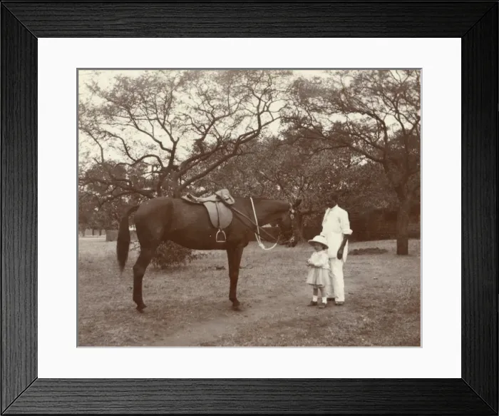 Framed Print : Indian man and girl with horse Framed Print : Indian man and girl with horse