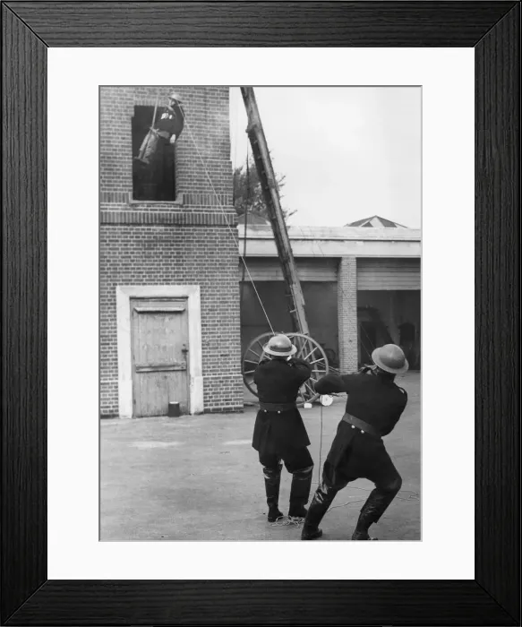 Framed Print : Trainee lowered from tower during exercise drill, WW2 Framed Print : Trainee lowered from tower during exercise drill, WW2