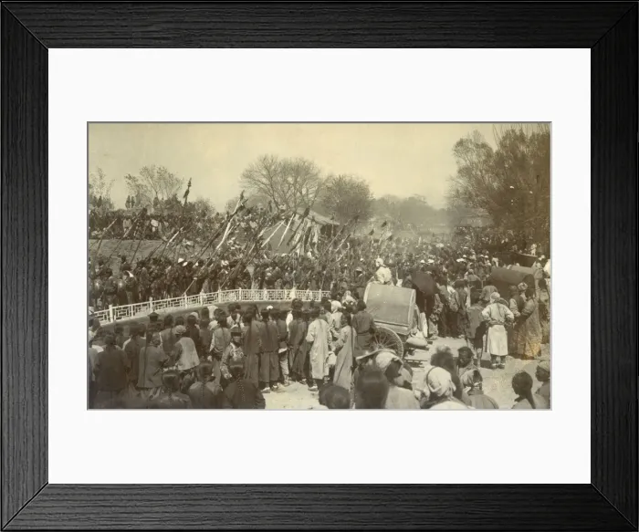 Framed Print : Crowded street with parade, China Framed Print : Crowded street with parade, China