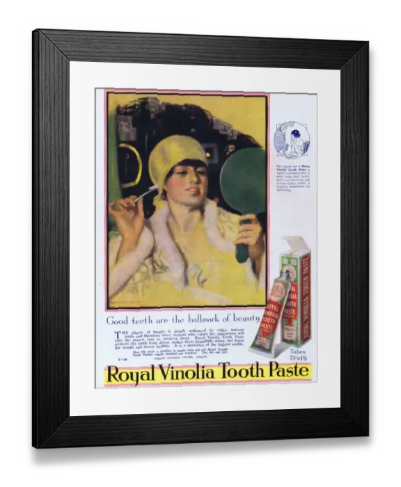 Framed Print : Advert for Royal Vinolia tooth paste, 1921 Framed Print : Advert for Royal Vinolia tooth paste, 1921