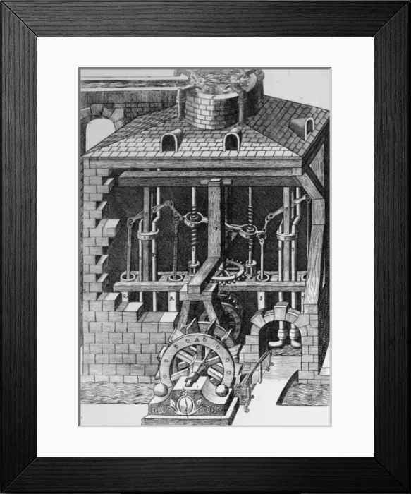 Framed Print : Mechanical water raising device Framed Print : Mechanical water raising device