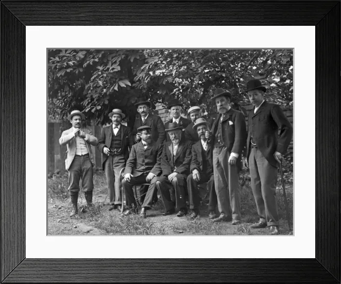 Framed Print : Group photo of men in a garden Framed Print : Group photo of men in a garden