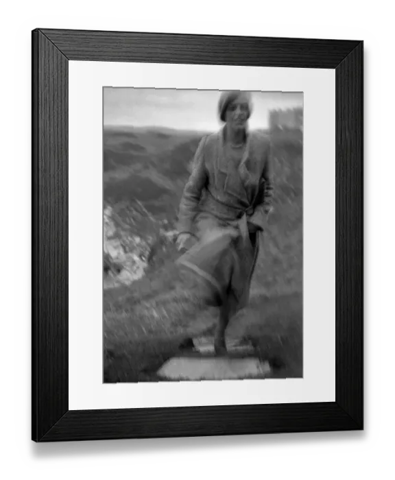 Framed Print : Woman climbing steps in the country Framed Print : Woman climbing steps in the country