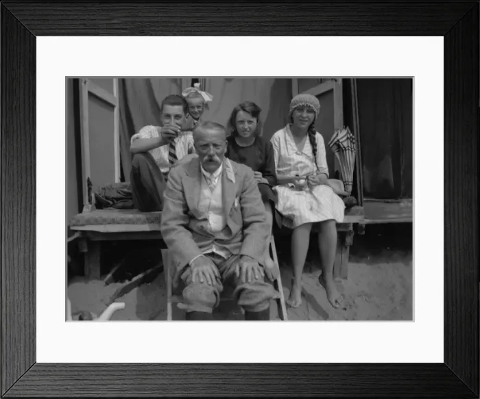 Framed Print : Family on holiday in their beach hut Framed Print : Family on holiday in their beach hut