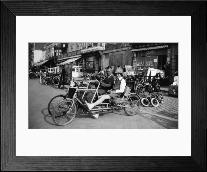 Framed Print : Couple on a two-seater cycle, Belgium