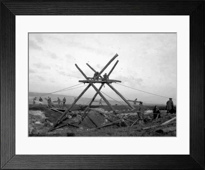 Framed Print : Soldiers working on a wooden structure - WW1 era Framed Print : Soldiers working on a wooden structure - WW1 era