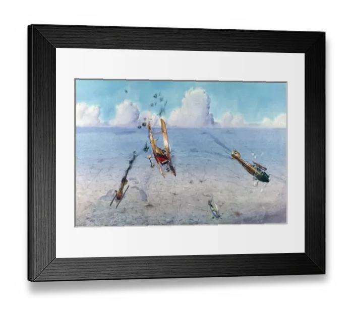 Framed Print : Last flight of Captain Ball in his SE5 biplane, WW1 Framed Print : Last flight of Captain Ball in his SE5 biplane, WW1