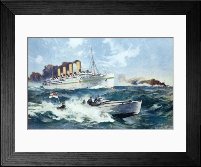 Framed Print : British hospital ship under escort, WW1 Framed Print : British hospital ship under escort, WW1