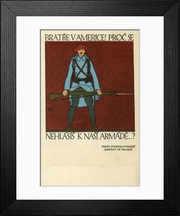 Framed Print : Postcard, Czechoslovak Recruiting Office, WW1 Framed Print : Postcard, Czechoslovak Recruiting Office, WW1