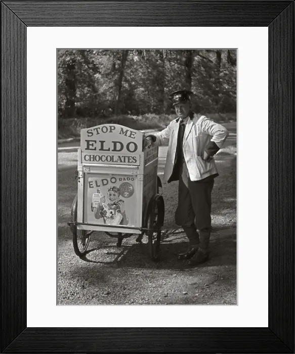 Framed Print : Eldo ice cream and chocolate salesman Framed Print : Eldo ice cream and chocolate salesman