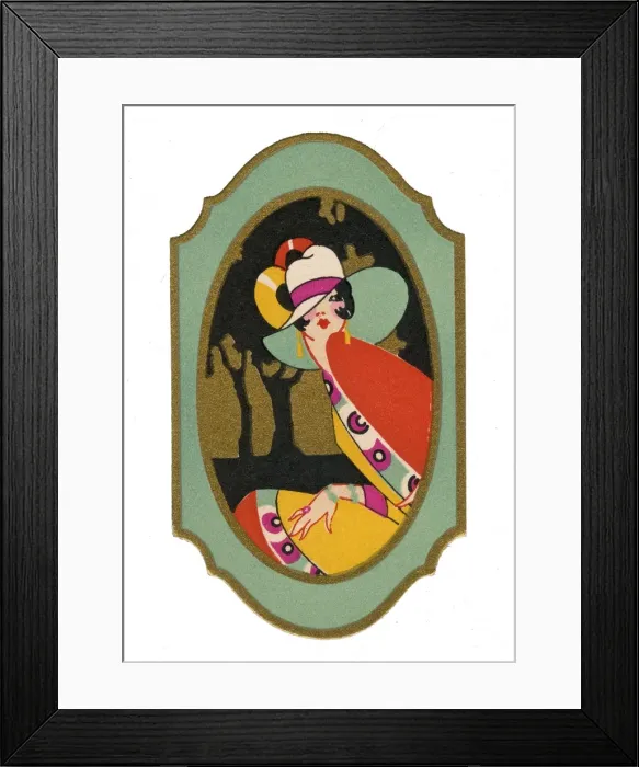 Framed Print : Label design with elegant woman Framed Print : Label design with elegant woman