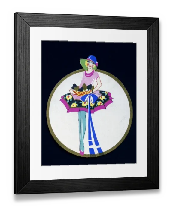 Framed Print : Label design with girl in fancy dress Framed Print : Label design with girl in fancy dress