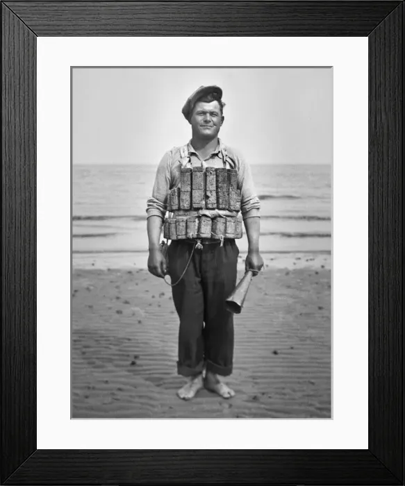 Framed Print : Man on beach in cork lifebelt Framed Print : Man on beach in cork lifebelt
