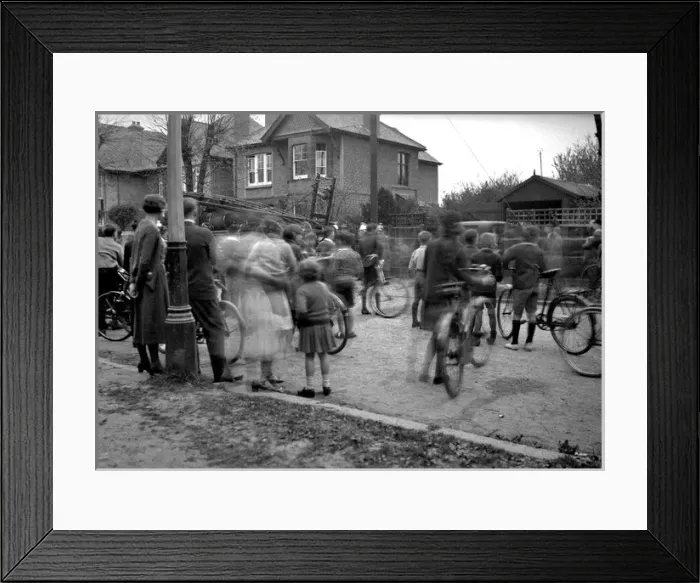 Framed Print : Street scene with fire engine Framed Print : Street scene with fire engine