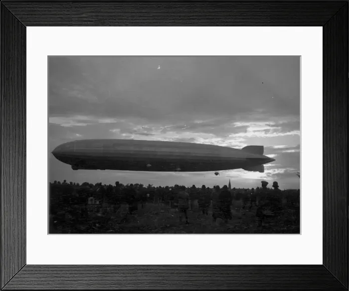 Framed Print : Graf Zeppelin airship hovering above the ground Framed Print : Graf Zeppelin airship hovering above the ground
