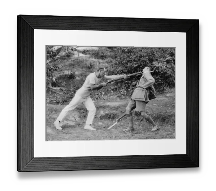 Framed Print : Two soldiers doing bayonet practice, India Framed Print : Two soldiers doing bayonet practice, India