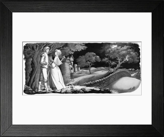 Framed Print : 17th Century Couple Meeting at Night