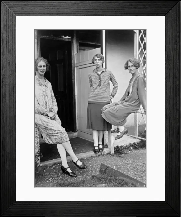 Framed Print : Three women outside a building Framed Print : Three women outside a building