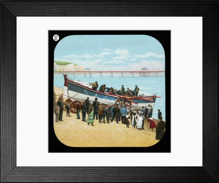 Framed Print : Lifeboat men in lifeboat on beach Framed Print : Lifeboat men in lifeboat on beach