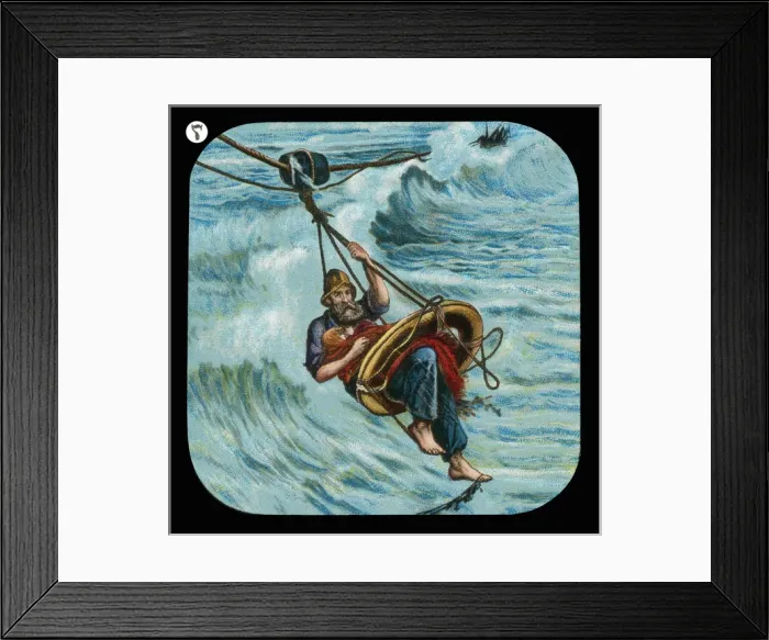 Framed Print : Lifeboat man rescuing a baby Framed Print : Lifeboat man rescuing a baby