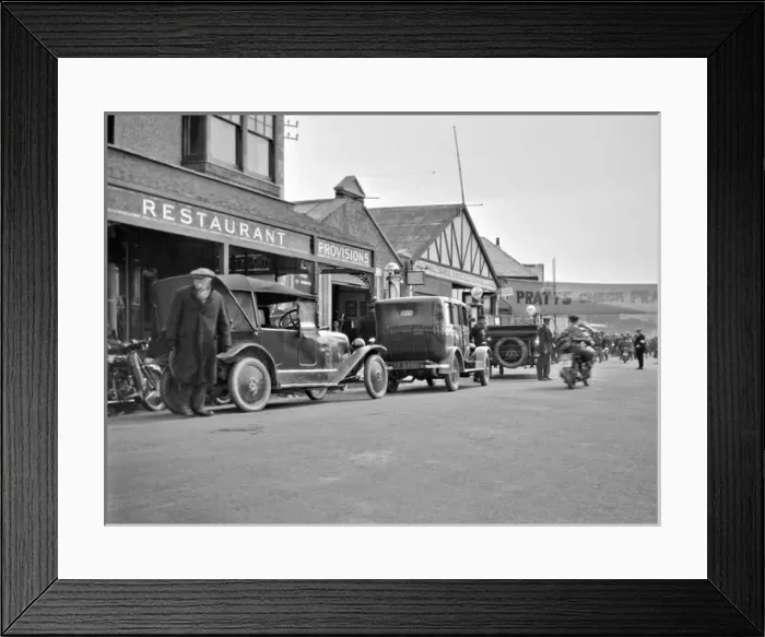 Framed Print : Street scene outside Pratts garage Framed Print : Street scene outside Pratts garage