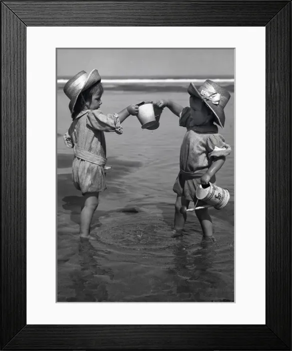 Framed Print : Two toddlers paddling in the sea Framed Print : Two toddlers paddling in the sea
