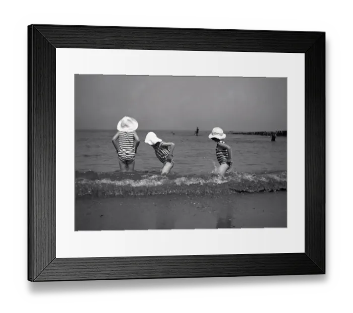 Framed Print : Three children paddling in the sea Framed Print : Three children paddling in the sea