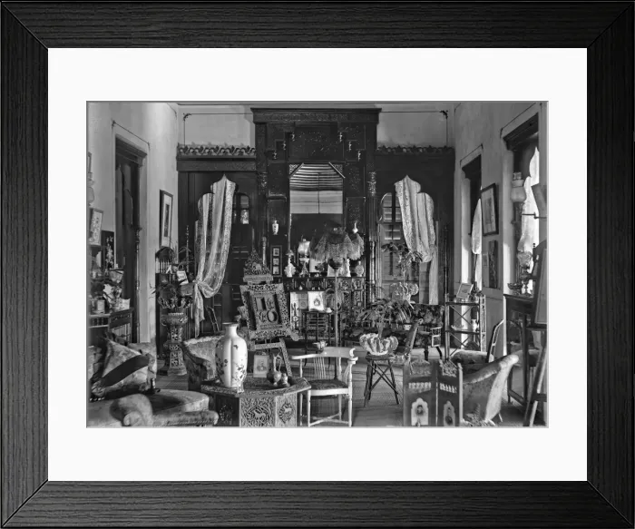 Framed Print : Victorian style domestic interior with large fireplace Framed Print : Victorian style domestic interior with large fireplace