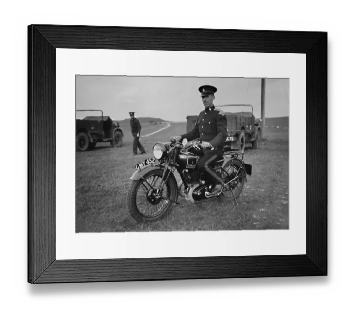 Framed Print : Soldier on a motorbike near Okehampton, Devon Framed Print : Soldier on a motorbike near Okehampton, Devon