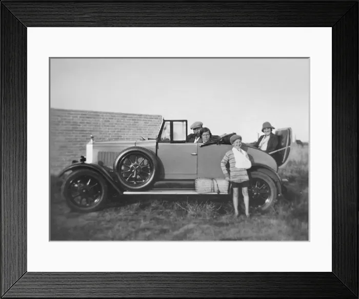 Framed Print : People in open-topped car Framed Print : People in open-topped car