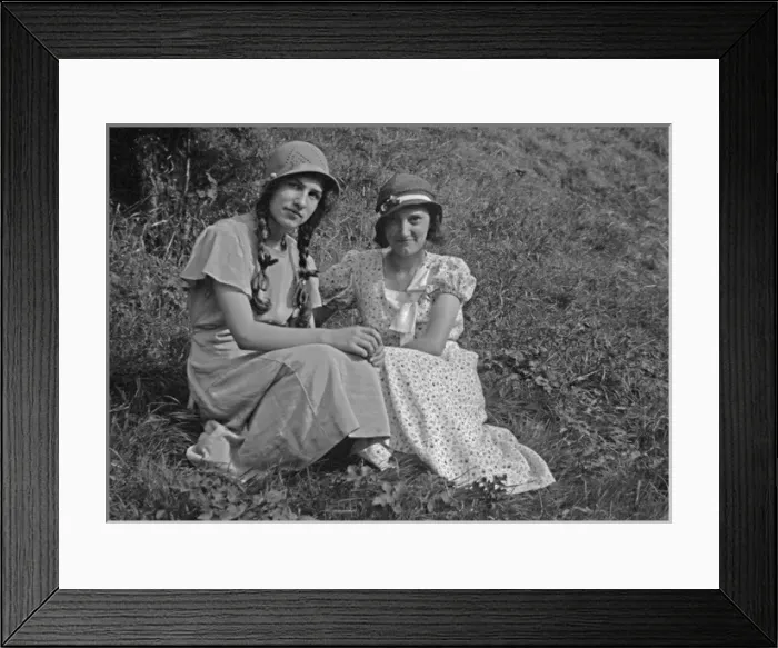 Framed Print : Two young women in a field Framed Print : Two young women in a field