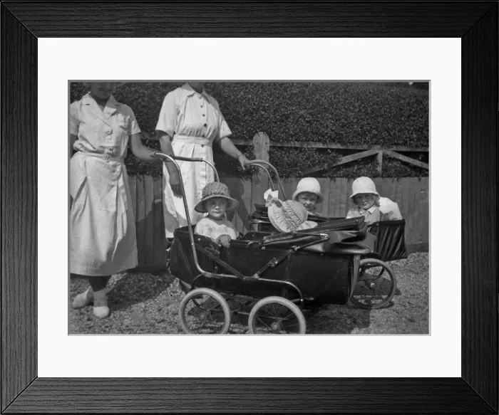 Framed Print : Nannies with children in pushchairs Framed Print : Nannies with children in pushchairs