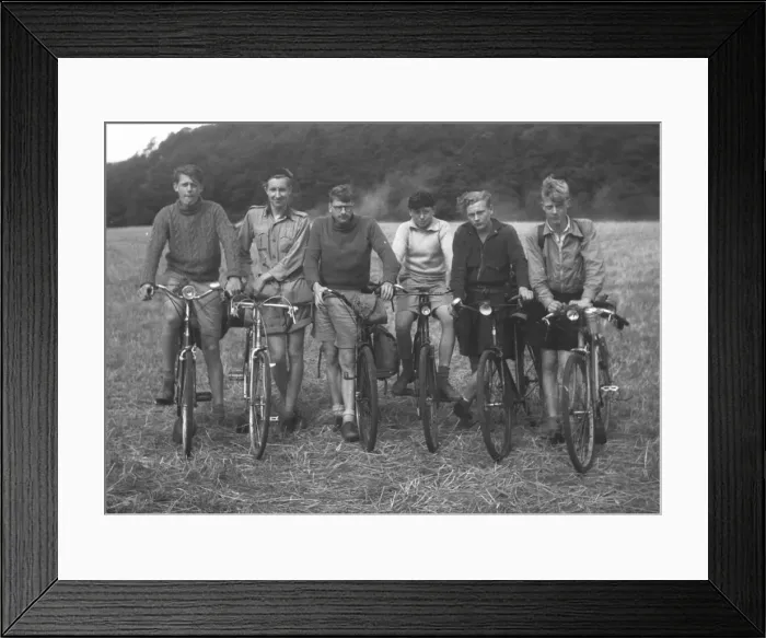 Framed Print : Six young men on their bicycles Framed Print : Six young men on their bicycles
