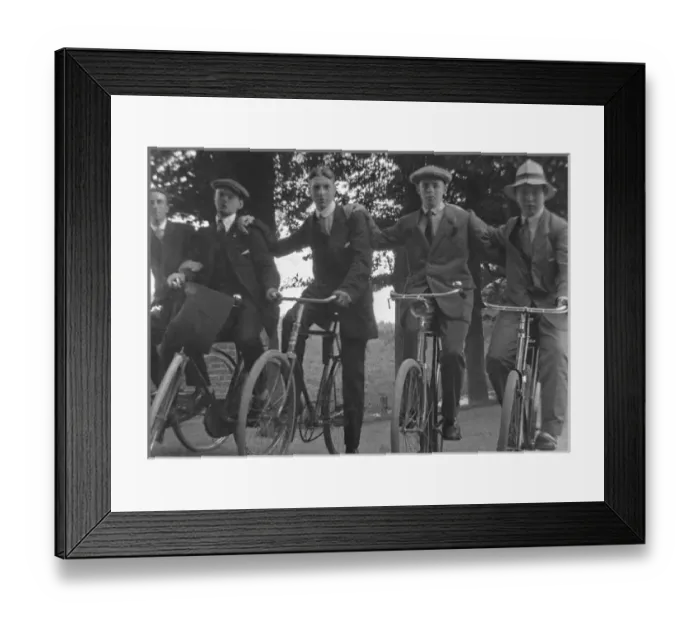 Framed Print : Five young men on their bicycles Framed Print : Five young men on their bicycles