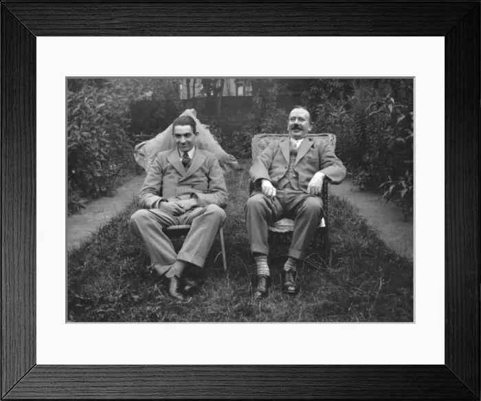 Framed Print : Two men sitting in a garden Framed Print : Two men sitting in a garden